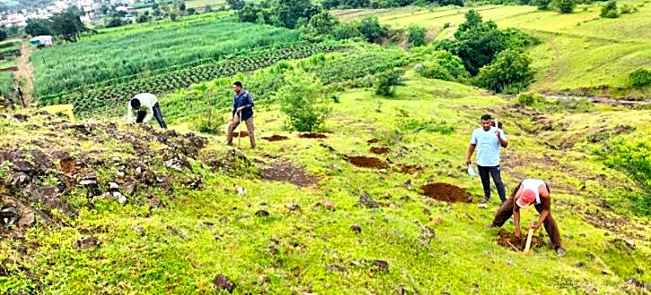 Tree plantation drive with local students